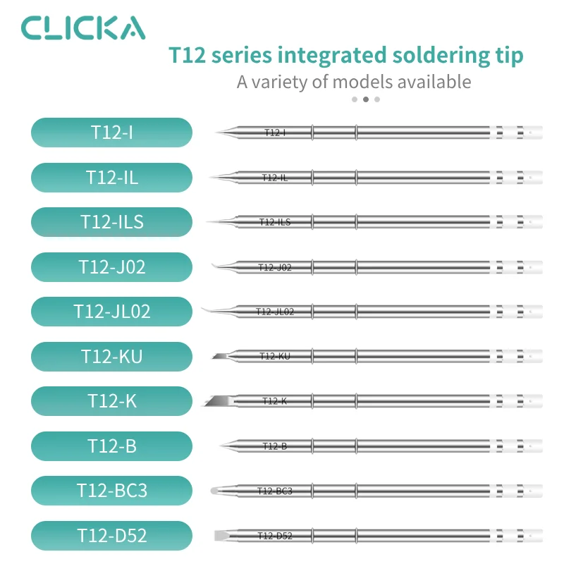 T12 Series Integrated Long Soldering Iron Tips T12-B/IL/ILS/K/KU Welding Tools Fit Hakko FX951/952/T12 Soldering Station
