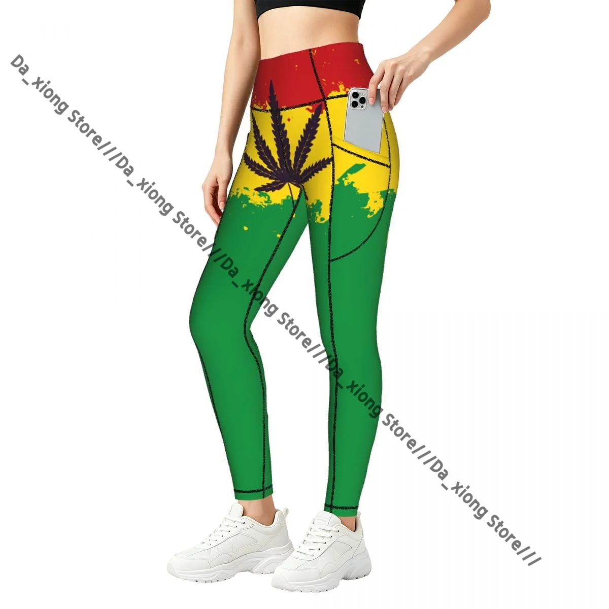 

Leaf Of Rasta Flag Women Yoga Pants With Pockets Stretch Slim Fitness Leggings
