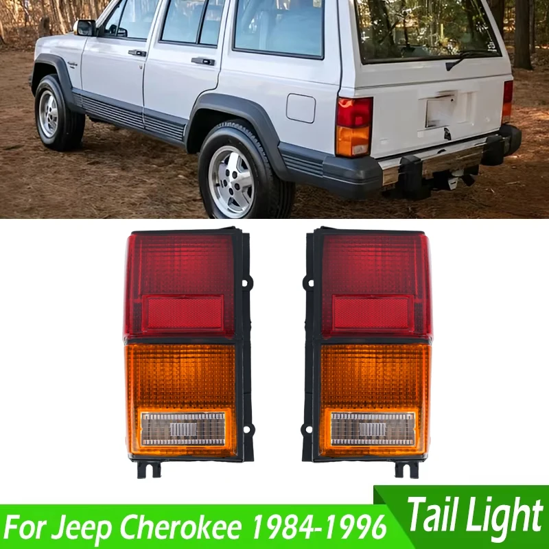 

For Jeep Cherokee 1984-1996 1 Pair Taillights No Bulb Rear Bumper Tail Lamp Turn Signal Lamp Warning Brake Light Car Accessories