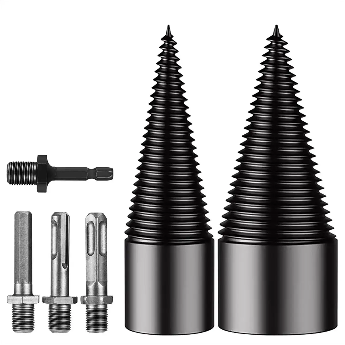 A95G Firewood Log Splitter 42mm+32mm,Wood Splitting Logs Bits Firewood Detachable Drill Bit Black Steel Hex Shank Cone