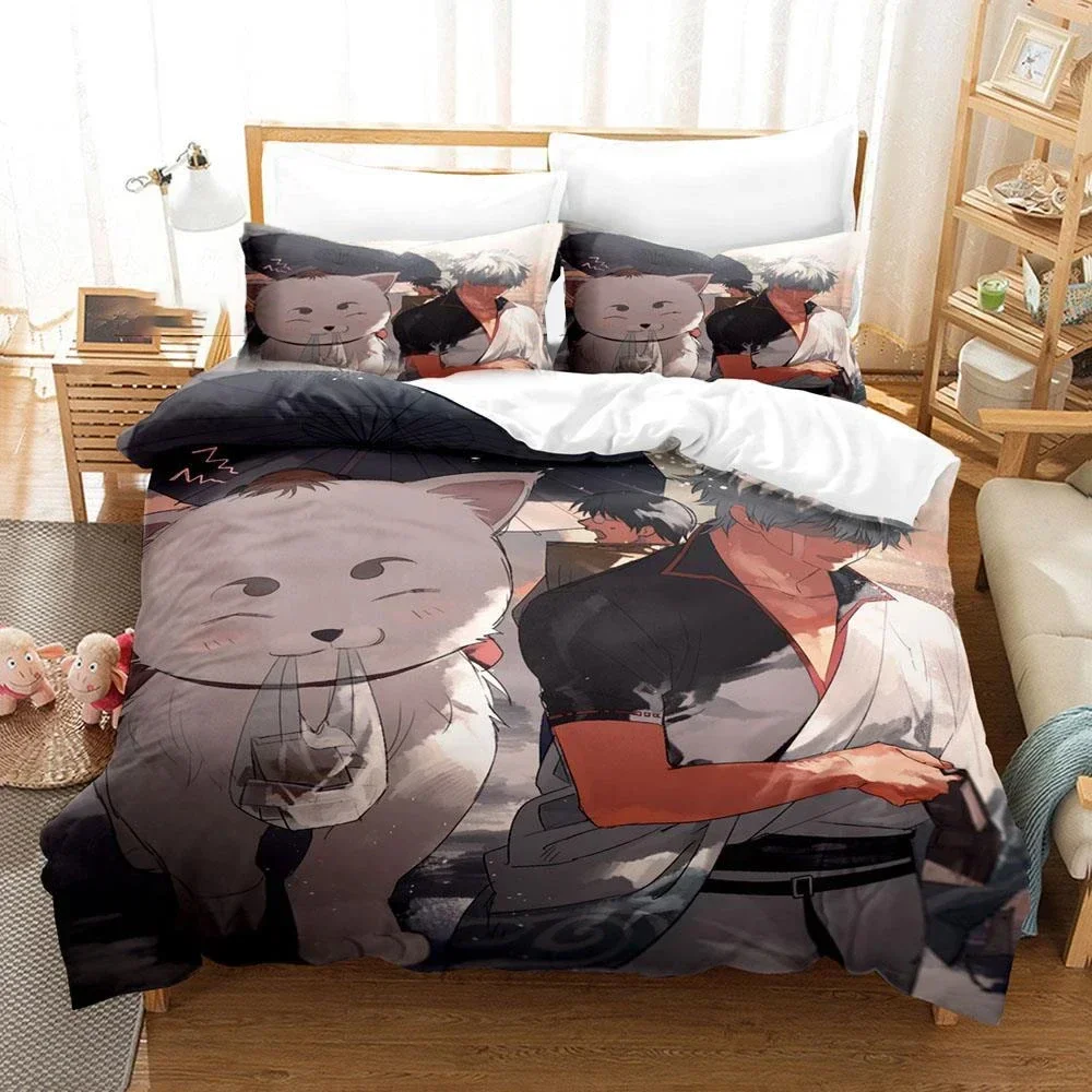 3D Printed Gintama Bedding Set Anime Gintoki Sakata Duvet Cover Double Twin Full Queen King Adult Kids Bedclothes Quilt Cover