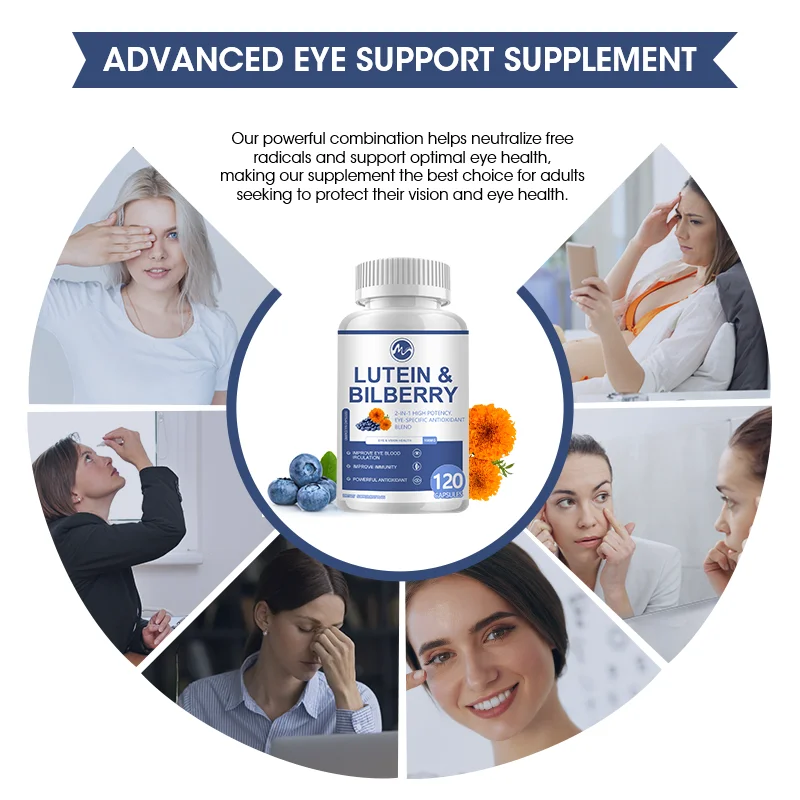 Minch Eyes Vitamins Lutein Capsules Zeaxanthin & Bilberry Extract Supports Eye Strain Dry Eyes and Vision Health Lutein Mixture