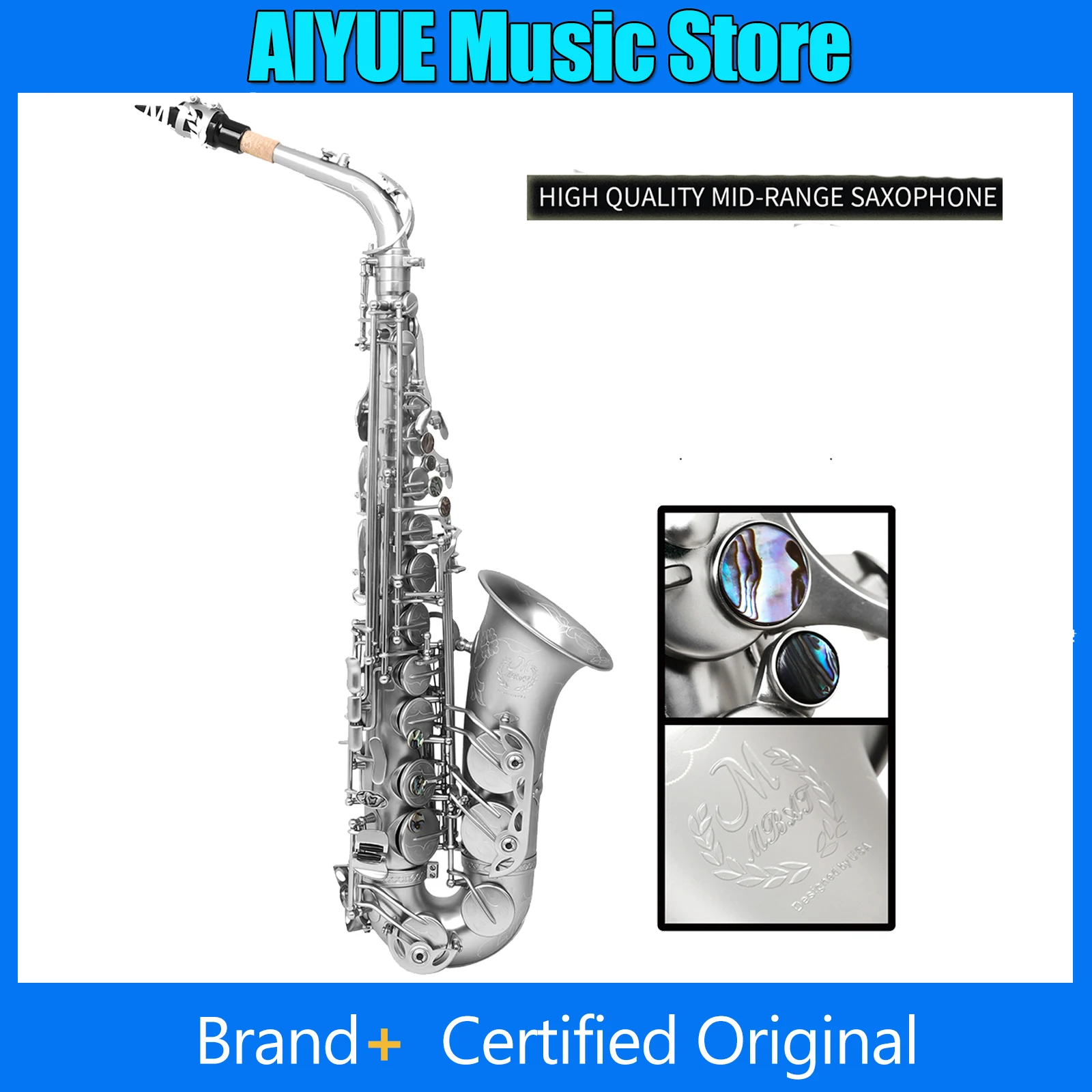 

Альт-саксофон M MBAT, бас-трубка E Tone, белый, медный, матовый, серебристый, бутик-саксофон, профессиональные деревянные духовые инструменты для начинающих