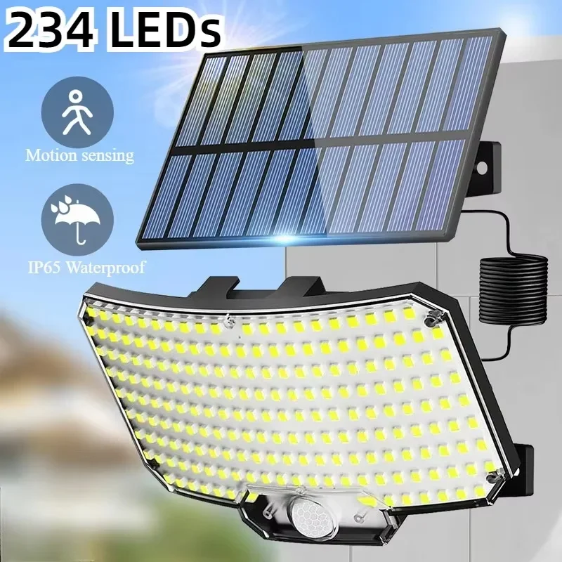 Solar Outdoor Lights with Remotes, 348LEDs Motion Sensor Wall Lights Waterproof, LED Outside Solar Powered Security Flood Light