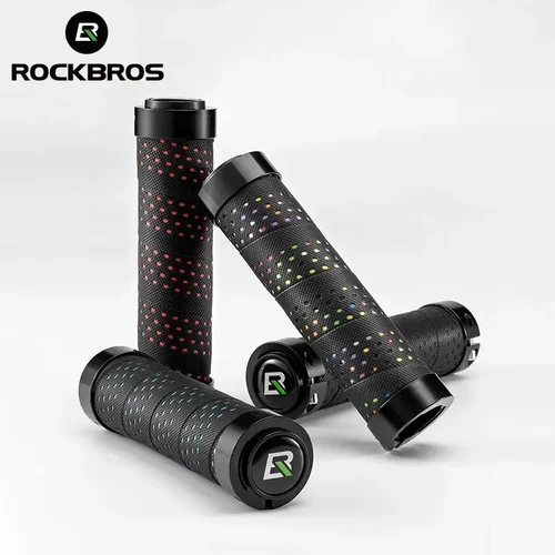 ROCKBROS-empuñaduras de cuero PU para manillar de bicicleta, empuñaduras de manillar de bicicleta de montaña, de aleación Bilateral, antideslizantes, suave, EVA, accesorios para bicicleta