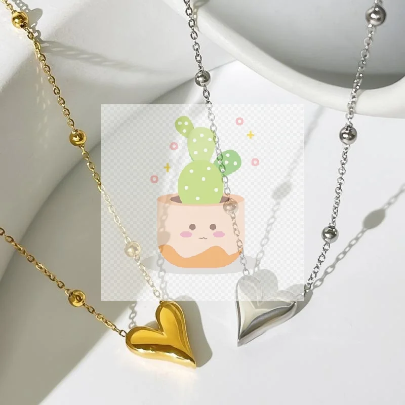 الفولاذ المقاوم للصدأ القلب سلسلة بدلاية قلادة للنساء الاتجاه الأنيق الفتيات الرقبة المختنق مجوهرات هدايا مقاوم للماء