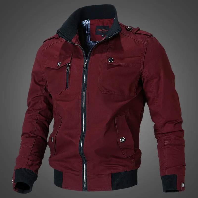 

Men's Coat Autumn Trend Casual Korean Version Handsome Slim Tooling Jacket Pure Cotton Military Top Tide