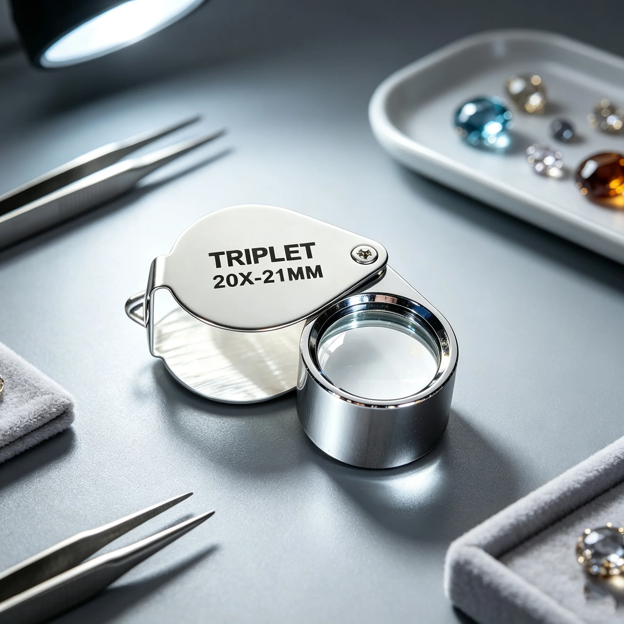 10-30X Pocket Loupe Magnifier Jewelry Magnifying Glass Foldable Diamond Lupa Triplet Jewelers Eye Glass Tool Reading Magnifier