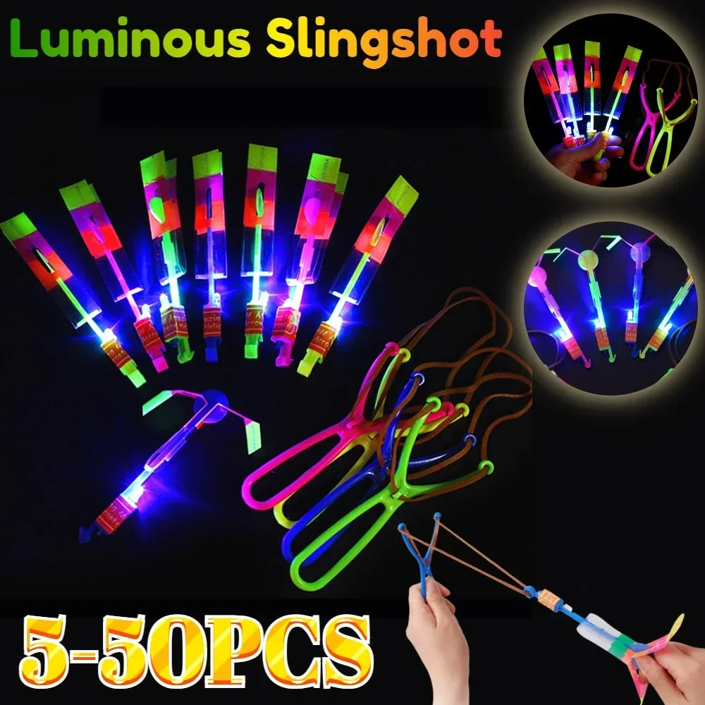 Can Emit Light Slingshot Slingshot Flying Arrow LED Light Catapult Rubber Band Slingshot Night Light Catapult Small Toy Gift