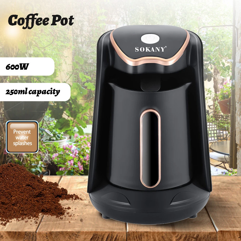 SOKANY Electric Turkish Coffee Maker Machine with 250ml/1 Cup Coffee Pot Single Serve Espresso Maker 600W Heating Coffee Pot