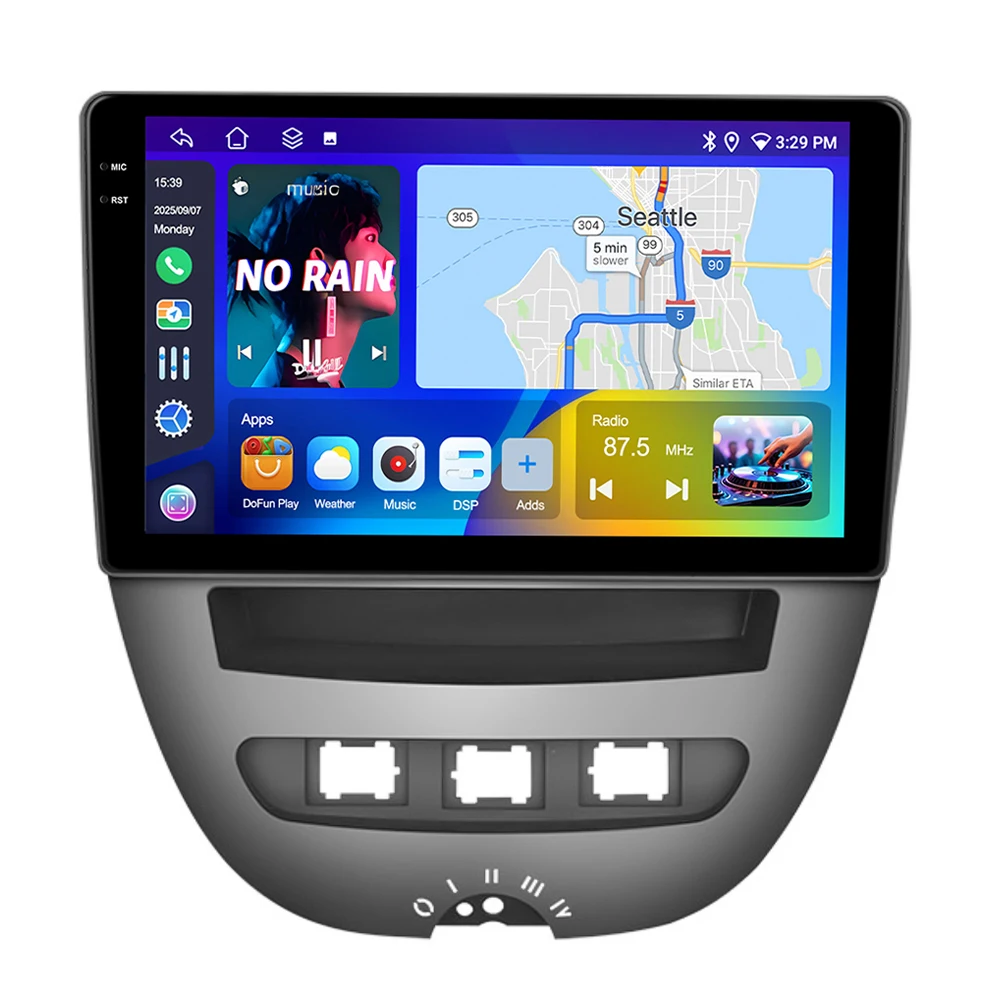Podofo 10 ''Draadloze CarPlay AI Voice Autoradio Voor Toyota Aygo 2004-2014/PEUGEOT 107/Citroën C1 Android GPS DSP Autoradio FM BT - afbeelding 2