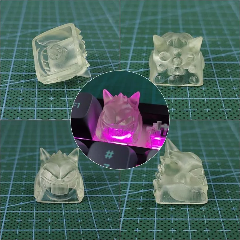 Pokemon Gengar Epoxidharz Tastenkappe DIY durchscheinende Tastenkappen Kreuzachse mechanische Tastatur Tastenkappe Universal Zubehör Geschenke Neu