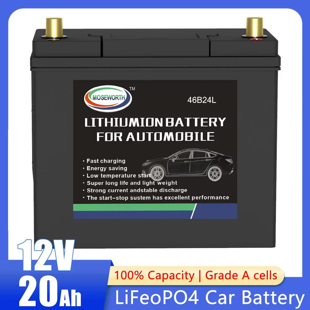 46B24L/R LiFePO4 Engine Battery 12V BMS Board Car Starter Battery Lithium Iron Phosphate Batteries Lighter Batteria Pack