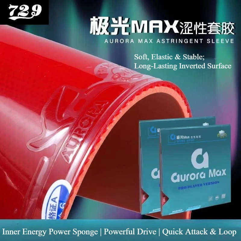 729 Friendship Aurora Max Table Tennis Rubber Non Sticky Pips-In Ping Pong Rubber with Soft & Elastic Sponge Quick Attack & Loop