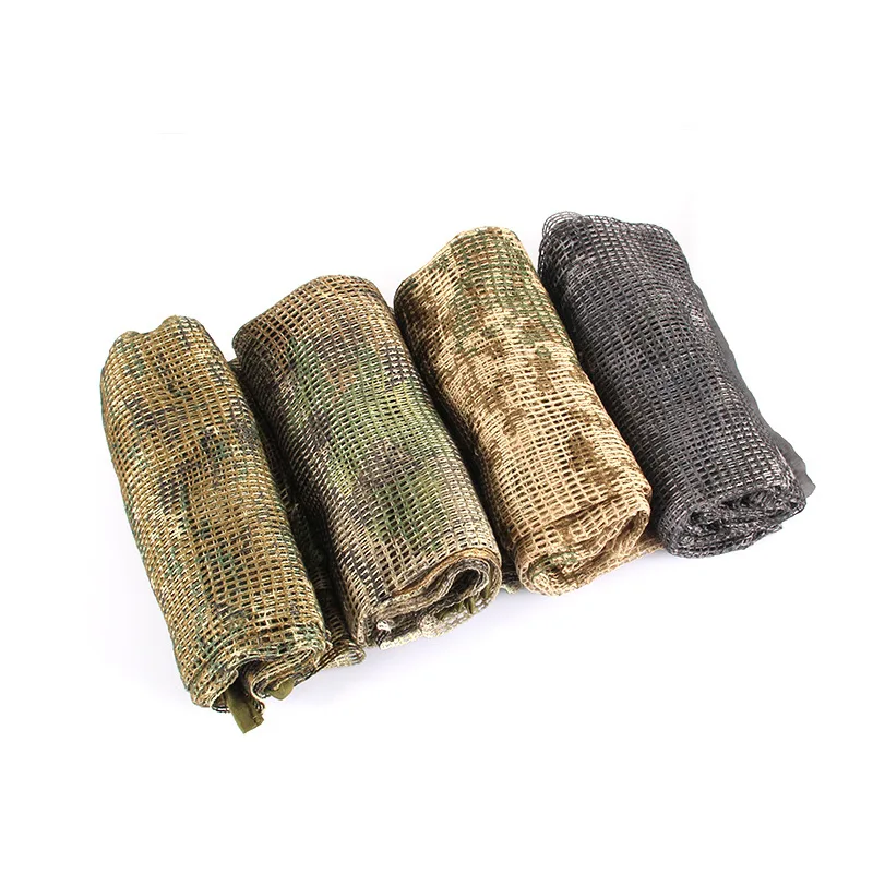 Tactical Scarf Camouflage Mesh Neck Scarf  Net  Sniper Face Scarf Veil Shemagh Head Wrap for Hunting Camping 190*90cm