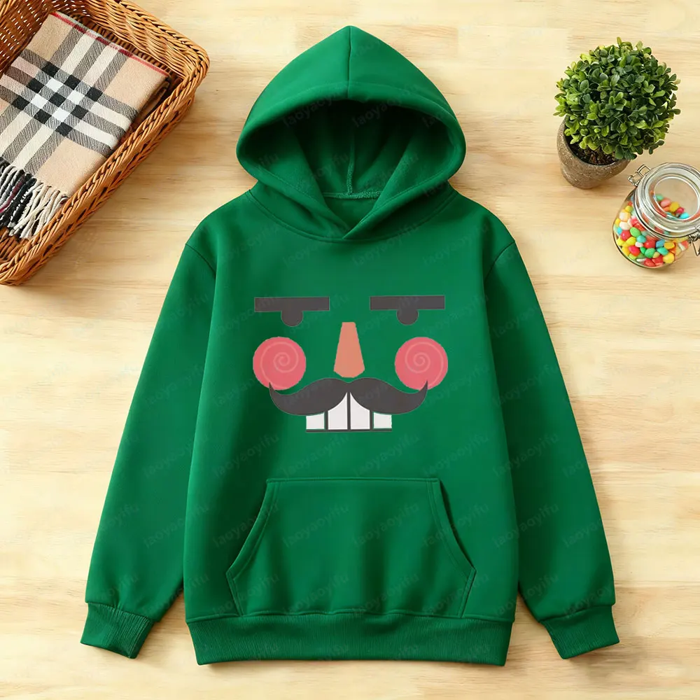 Einzigartige Nussknacker-Gesicht Hoodies Cooles Spielzeug Soldat Weihnachtskleidung Familienurlaub Sweatshirt Männer Frauen Unisex Casual Streetwear