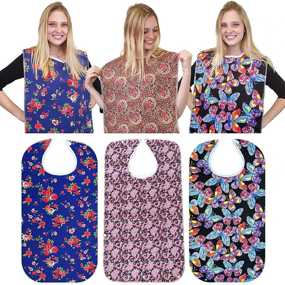 

Waterproof Dining Bib for Adult Elderly Mealtime Protectors Aid Apron Large Size Easy Clean Anti Oil Adjustable Buckle Bottom