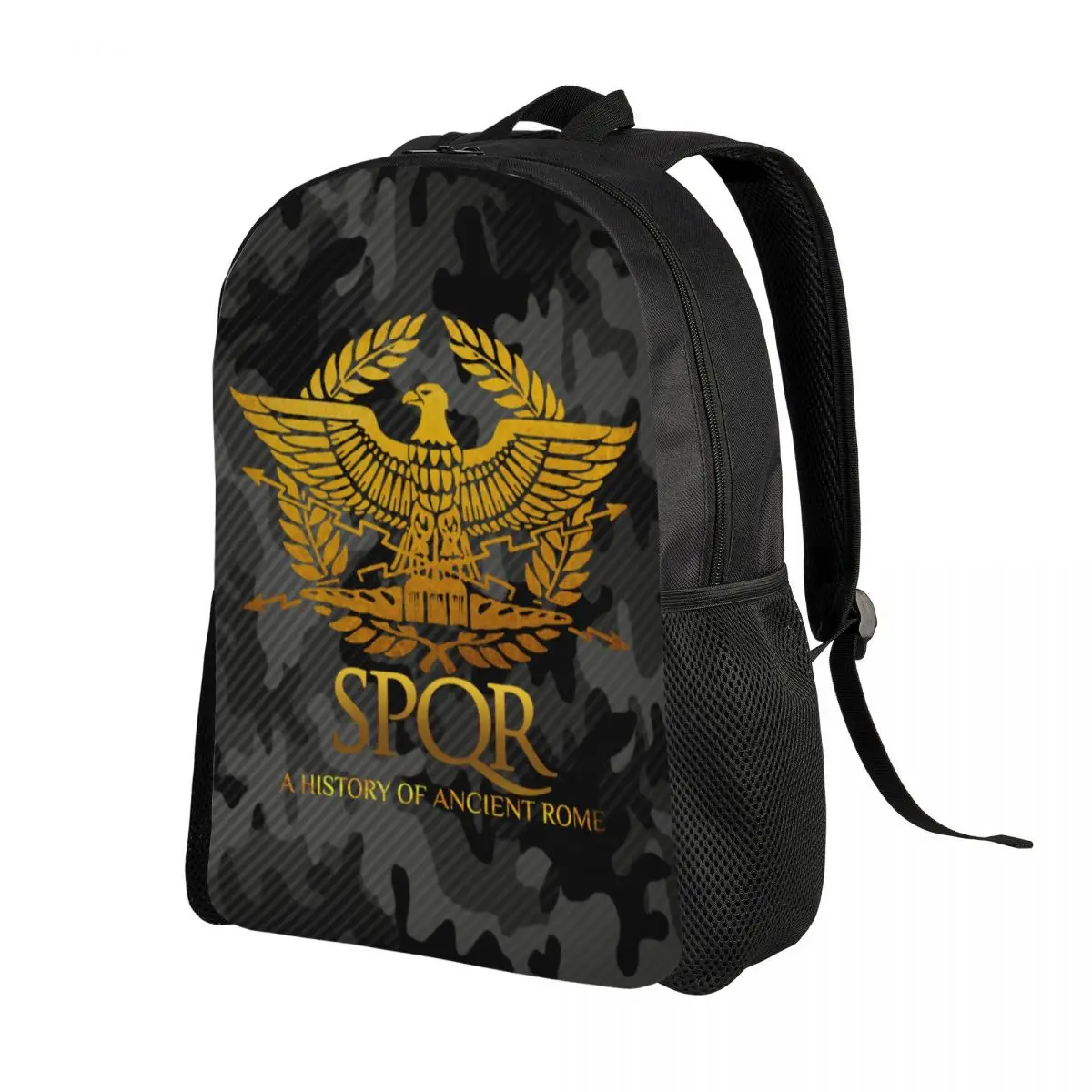 Customized SPQR Roman Empire Backpacks Basic Bookbag for College School Gladiator Tshirt Imperial Golden Eagle Emblem Bags