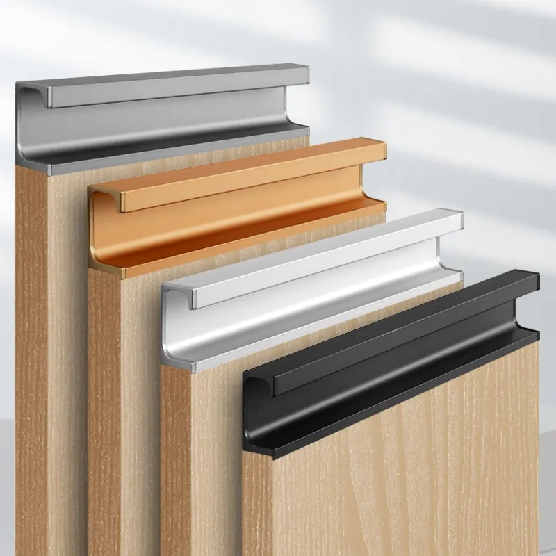 G-Type Handles,No-Groove Recessed Pulls,Cabinet Door Handles,Aluminum Alloy Oxidation,Modern Minimalist Hardware for Wardrobe