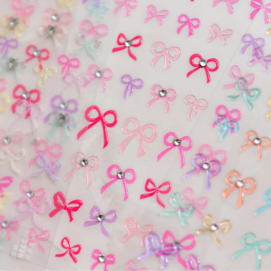 1 stücke 5d kawaii Gelee Bogen Nagel kunst Aufkleber Cartoon japanische bunte eingelegte Diamant Kleber Nagel Dekorationen Abziehbilder Zubehör