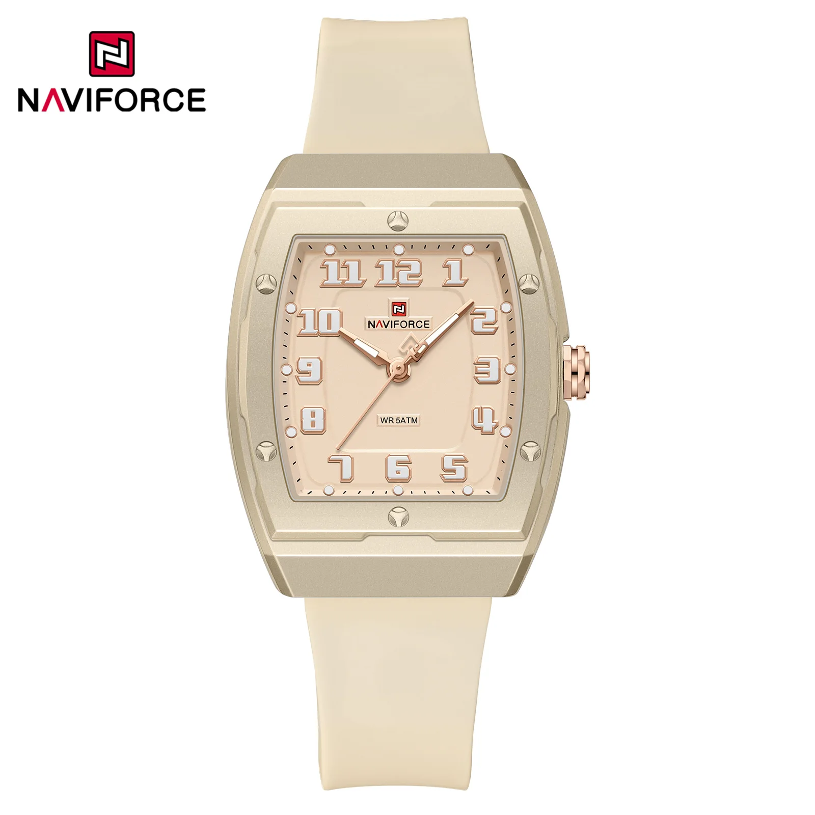 

NAVIFORCE NF7128 Fashion Ladies Quartz Watch Luminous Hands Silicone Strap 50M Waterproof Sports Watches for Woman