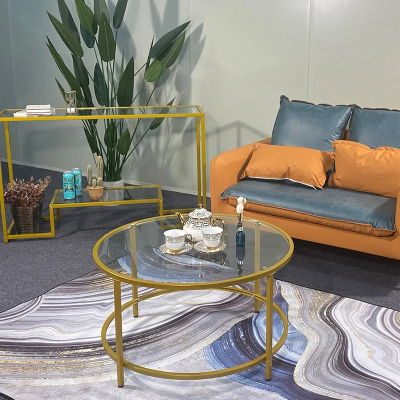 Transparent coffee table, creative round coffee table, rental side table, dining negotiation