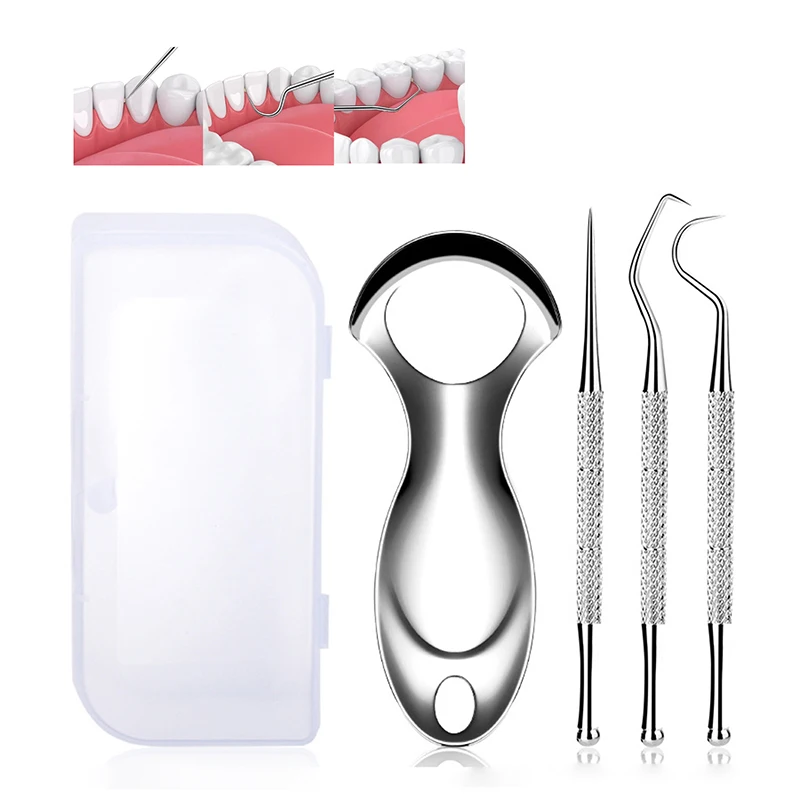 Raspador de lengua de acero inoxidable, cepillo de dientes de Metal en forma de U, limpieza de aliento fresco, recubierto de lengua, herramientas de cuidado de higiene bucal