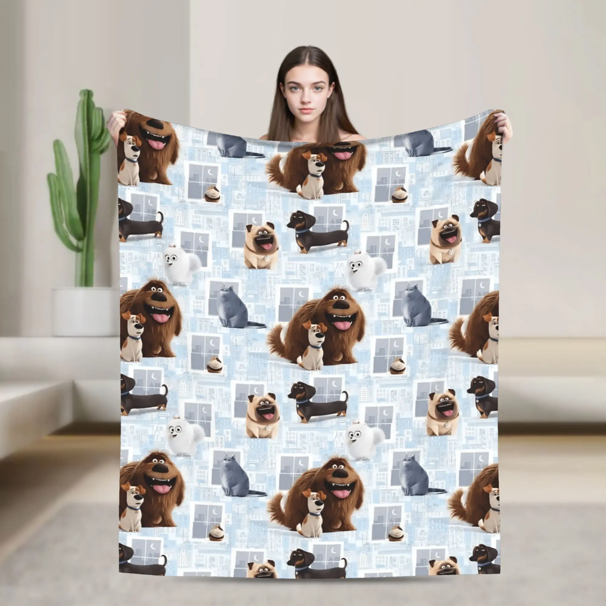 Soft Blanket Travel The Secret Life of Pets Dog Throw Blanket  Flannel Bedspread For Couch Chair Street Trend Sofa Bed Cover
