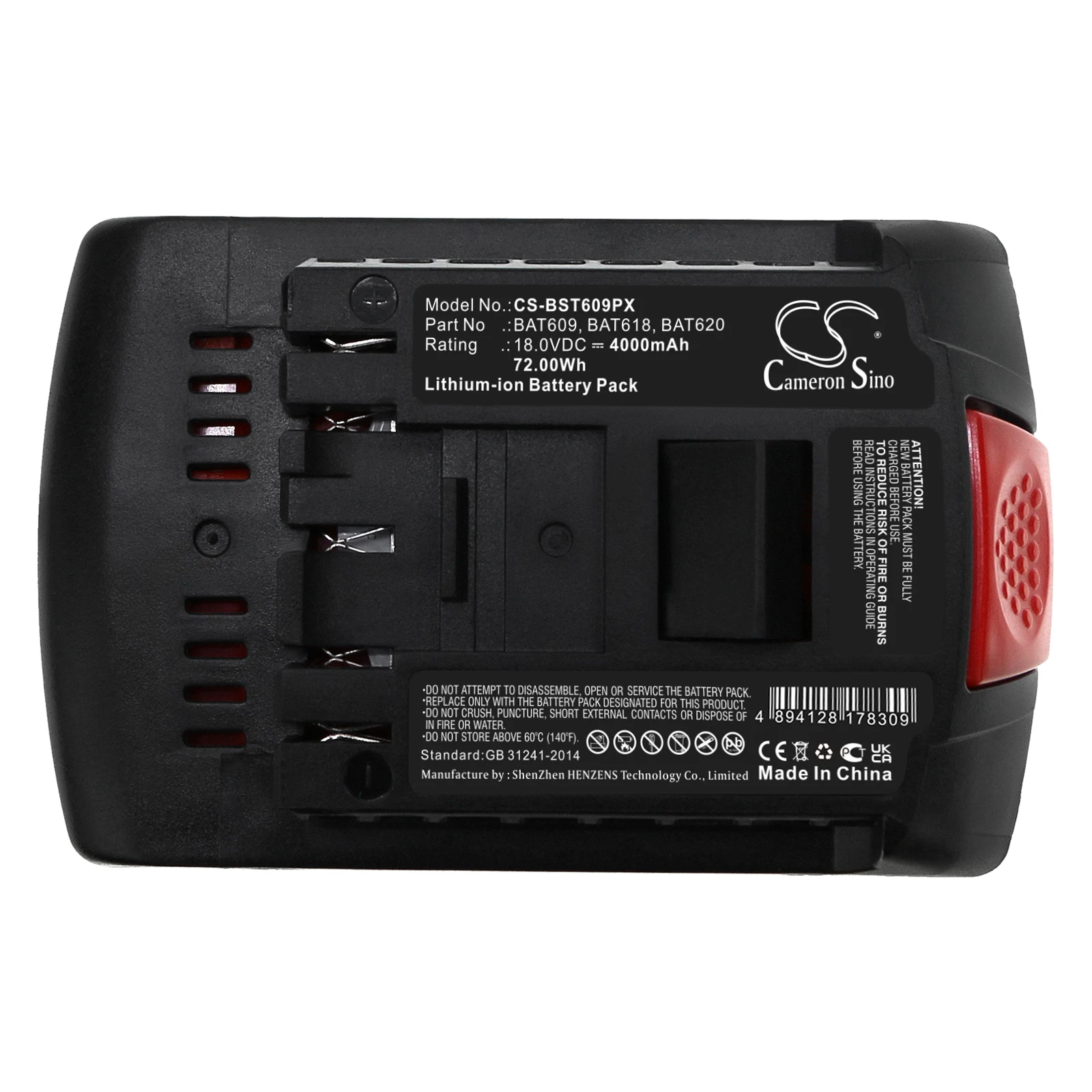 

Сменный аккумулятор CS для Bosch GWS 18 V-LI, GSR 18-2-LI, GSR 18 VE-2-LI, GSR 18 V-LI, GSK 18 V- PN:2 607 336 091 4000 мАч / 72 Вт·ч