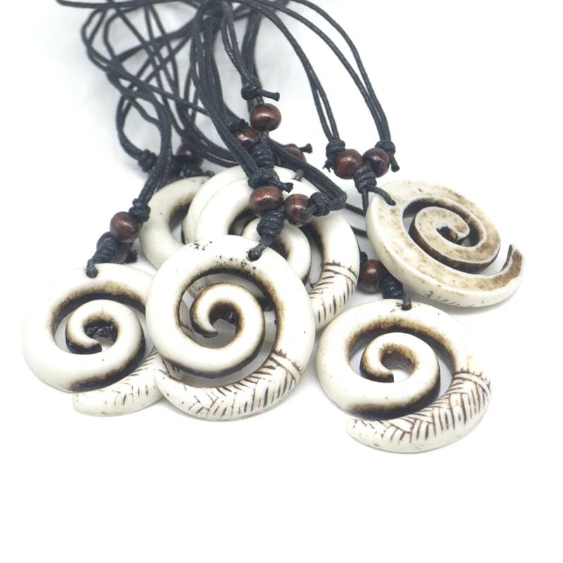 Sacred Geometry Mysterious Spiral Helix Resin Carving Pendant Necklace Amulet Lucky Gift Tribal Fashion Jewelry