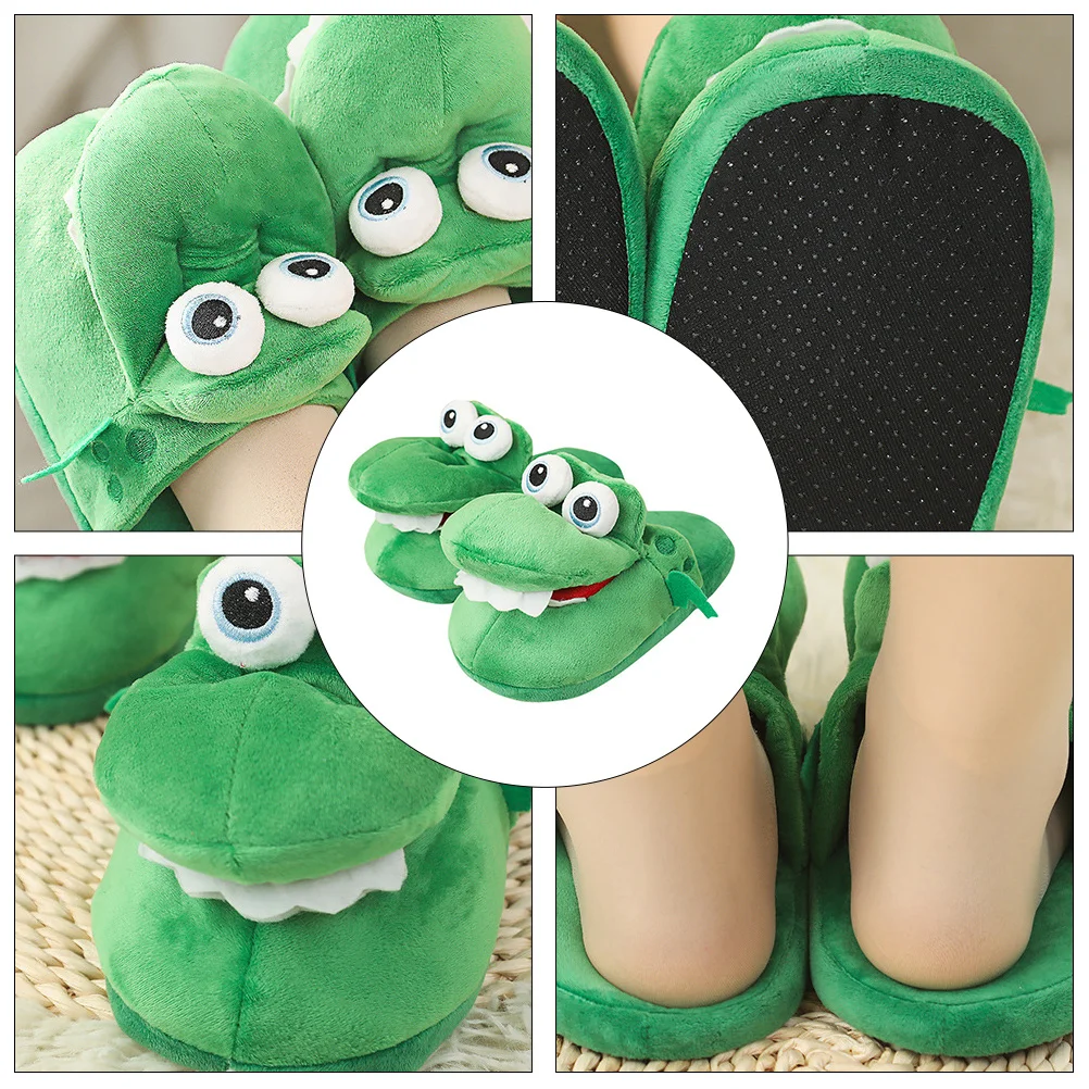 

1Pair Dancing Slippers Green Thick Bottom Slippers For Women Winter Non-Slip Indoor Cotton Durable