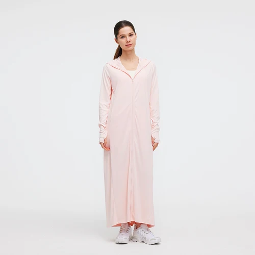 Imagen 2 del producto OhSunny gabardina con protección solar para mujer Abaya transpirable al aire libre senderismo Camping Casual chaqueta larga con cremallera bidireccional UPF50 +