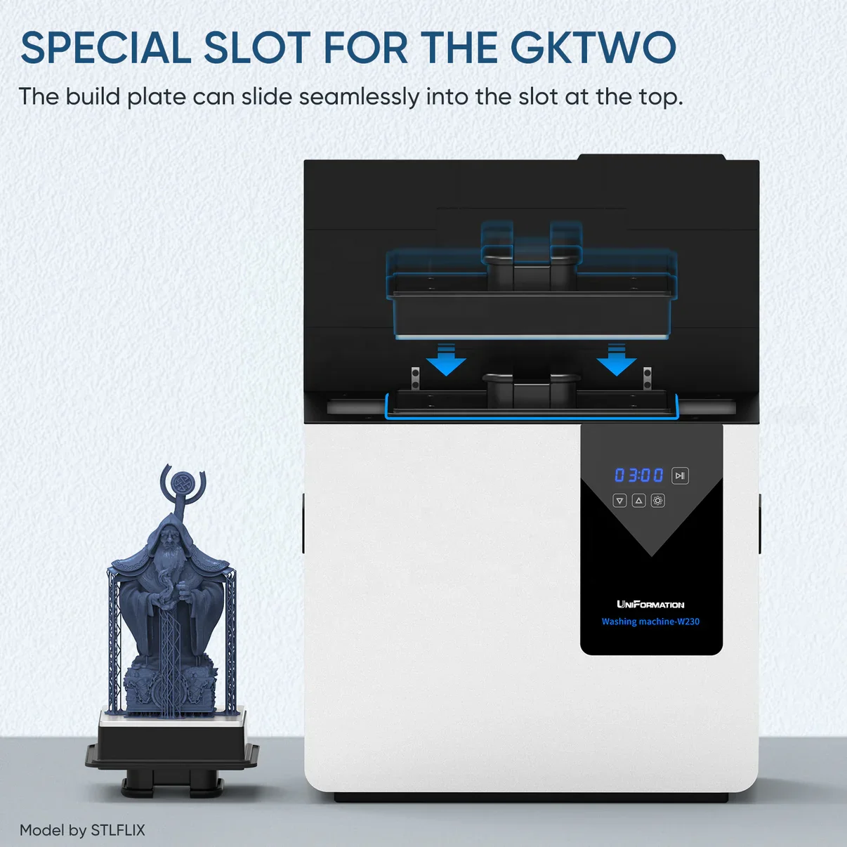 UniFormation Ultrasonic Resin Cleaner W230 For LCD Resin 3D Printer