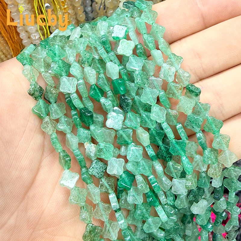 Grüne Erdbeer-Herzperlen, Naturperlen für Schmuckherstellung, DIY-Halbkette, Zubehör für Armband und Halskette, 15 Fuß, Großhandel, 4*6MM – Detail 3