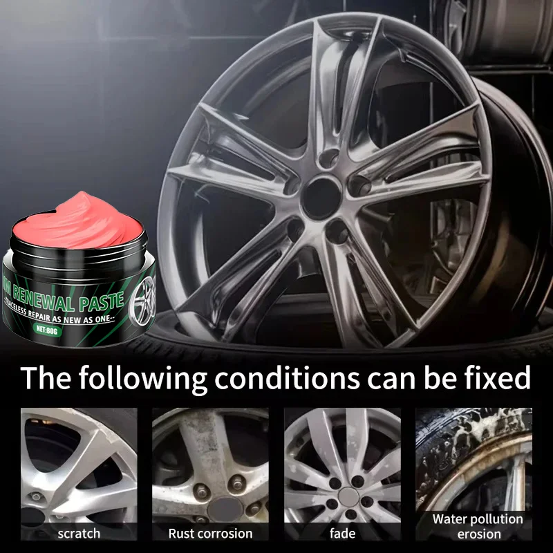 NUOVA pasta per la ristrutturazione dei graffi dei cerchioni dell'auto, pasta per la riparazione della vernice antigraffio dei cerchioni dei pneumatici - Rimv in lega di alluminio argento bianco e nero