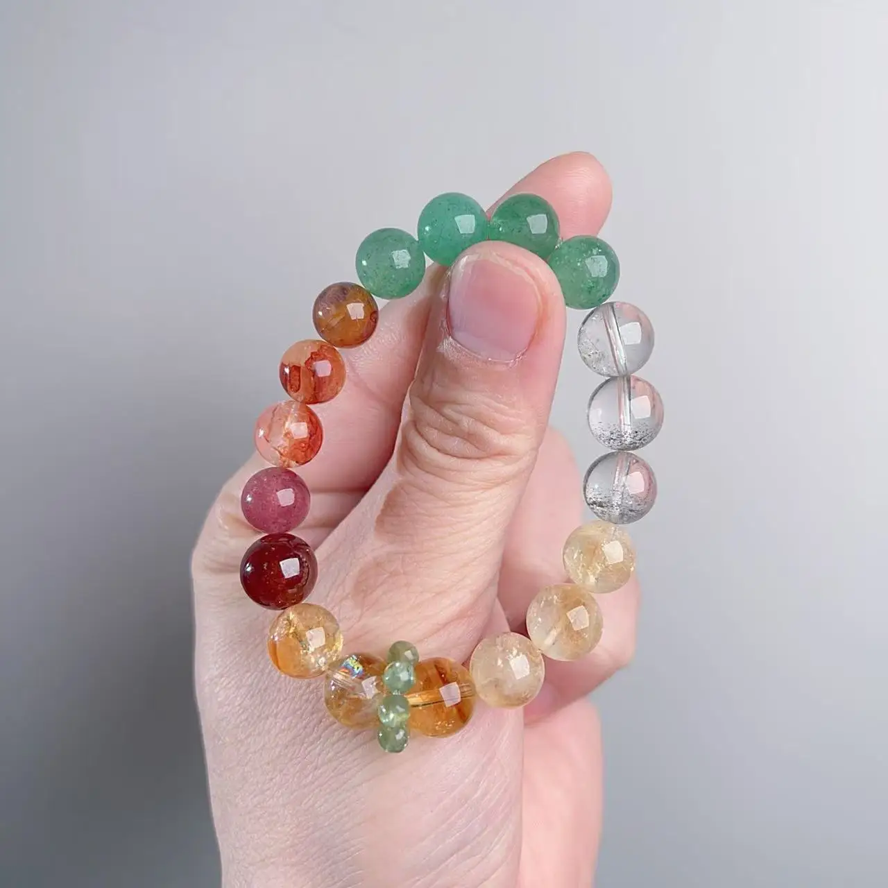 

Natural Four Seasons Ghost Crystal Bracelet Natural Yellow Tower Crystal Flower Ghost Crystal Women's Duobao Bracelet