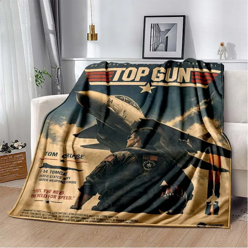 Classic Movie Top Gun Sign Tom Cruise Flannel Blanket Ultra Soft Warm Throw For Bedroom Living Room Game Room Home Decor Gift