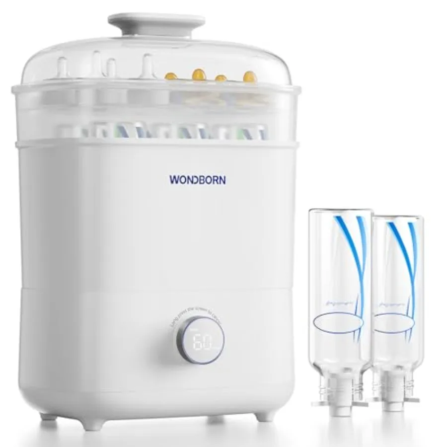 

Baby Bottle Sterilizer and Dryer for Nursery Use Stainless Steel with White Finish 99.999 Deep Sterilization 6-min Rapid Disinf
