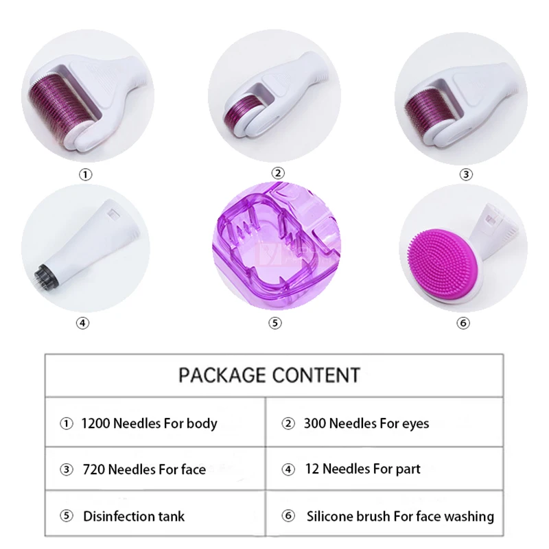 4/5/6 in 1 Derma Roller Micro Needle Roller Kit Titanium Microneedle Medical Stainless Steel Anti Ageing Face Body Beauty Tools