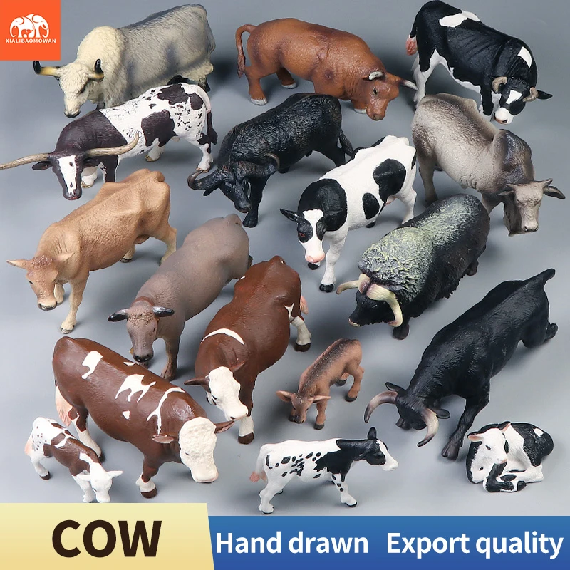 Set de Figuras de Acción de Animales de Granja Educativos para Niños - Colección de Modelos de Simulación de Aves de Corral, Vacas Lecheras, Ganado, Terneros, Toros y Bueyes