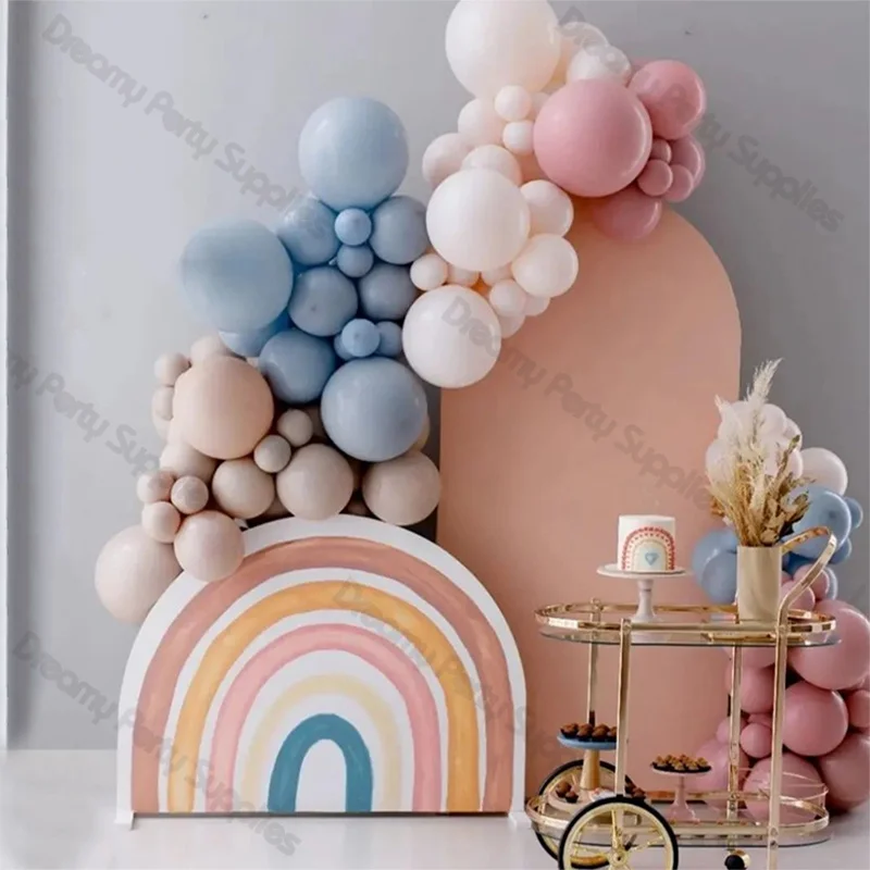 

108pcs Blue Peach Pink Neutral Balloon Garland Arch Kit Groovy One Party Boho Birthday Balloons Wedding Baby Shower Decorations