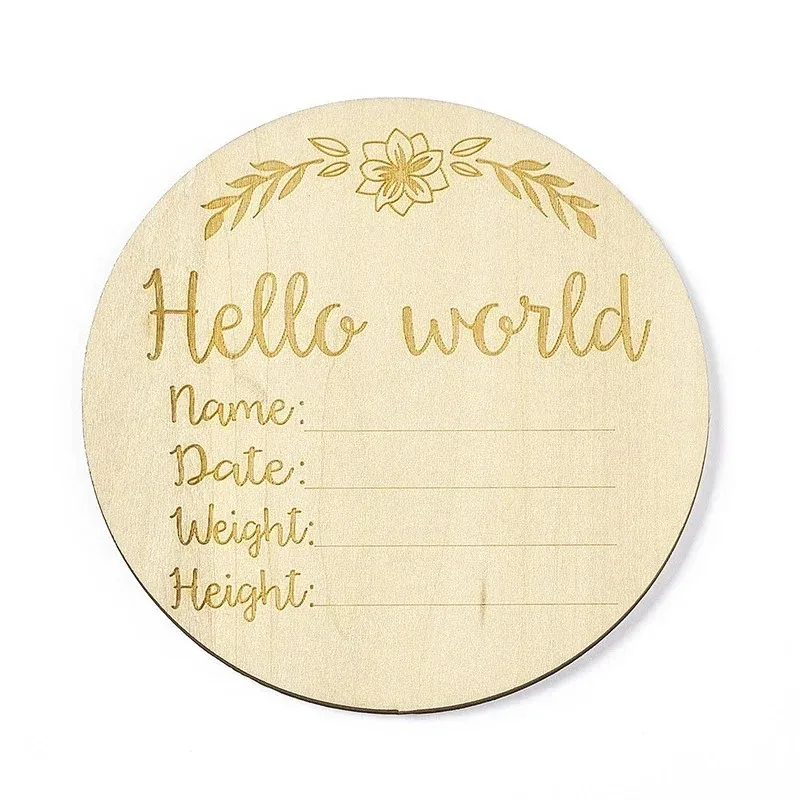 2026new premium wooden baby growth souvenir card milestone engraved hello world round wooden milestone newborn photography props