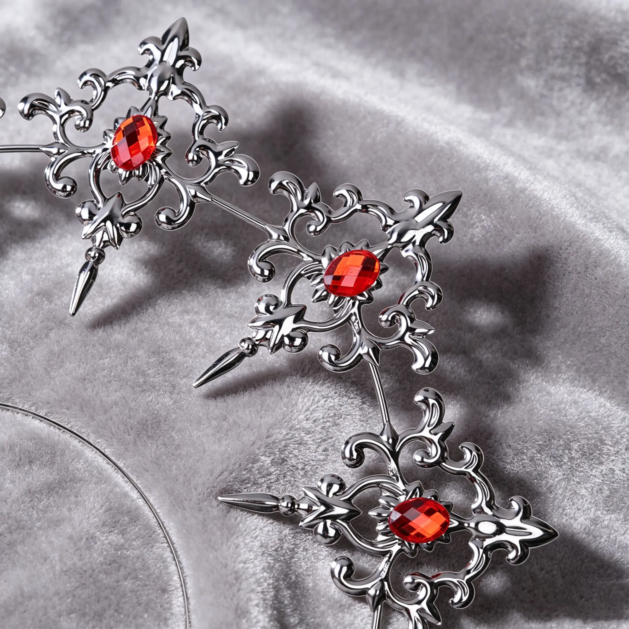 Gotische schwarze Kristall-Halo-Krone für Herren – Königlicher Kopfschmuck im Barock-Stil für Halloween-Cosplay – Detail 7