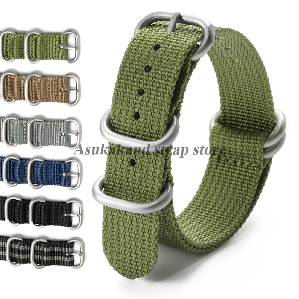 18 mm 20 mm 22 mm geripptes Nylon-Uhrenarmband, weiche, bequeme Uhrenarmbänder, schwarz-grüne Schleife, militärisch, waschbar, Blet für Herren-Uhrenarmbänder