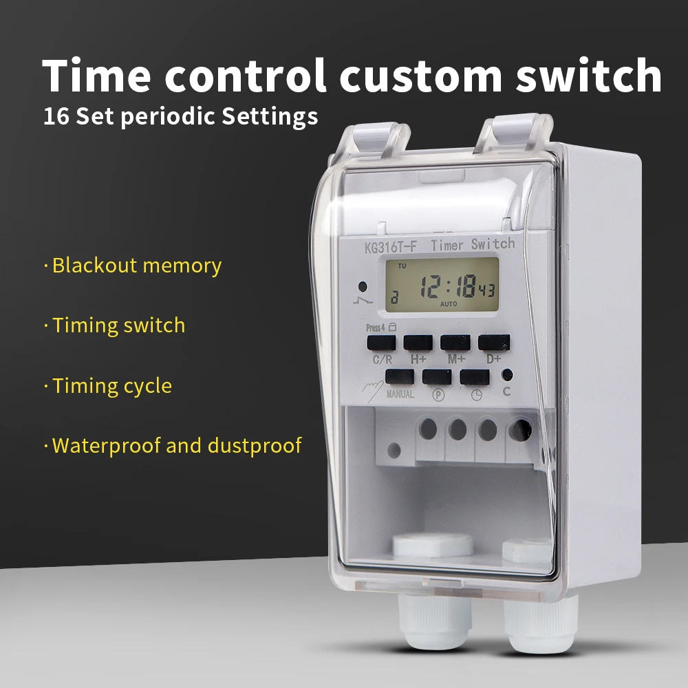 Wall Hanging Digital Weekly 7 Days Programmable Timer Switch Waterproof and Dustproof Electronic Timer With Button Lock 220V30A