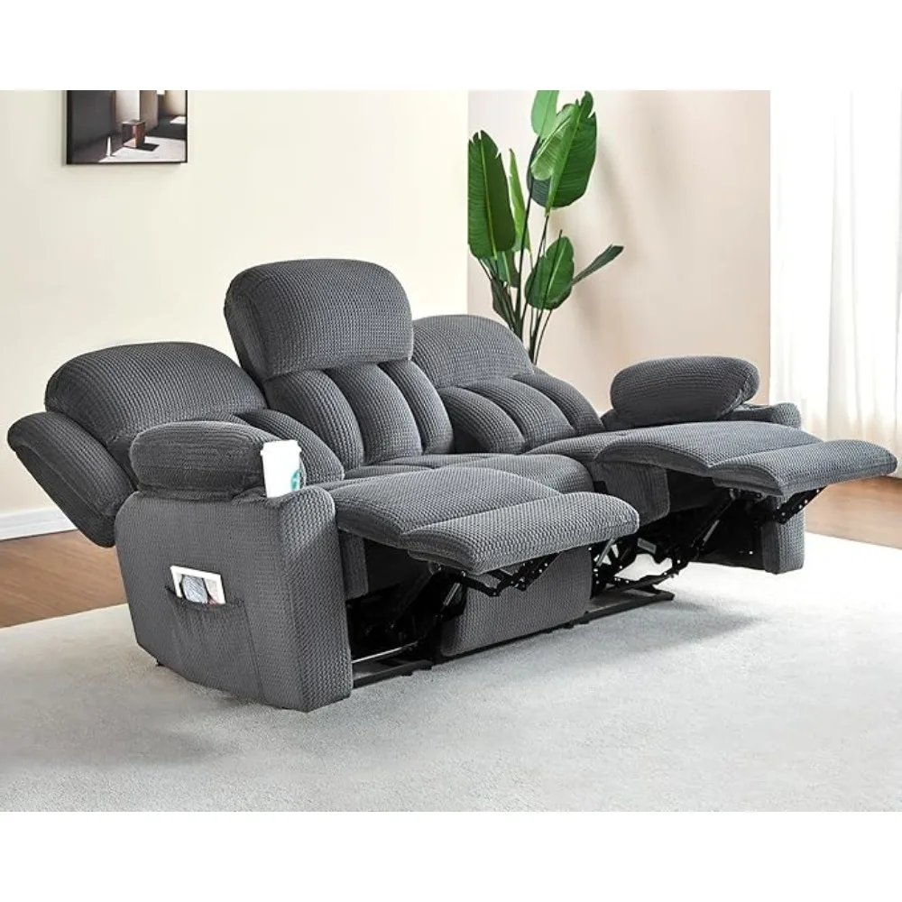 Recliner Couch, 3 Seater Sofa Recliner with Cup Holders for Living Room- 85 inch Comfy Couch with Dual Wingback Recliner