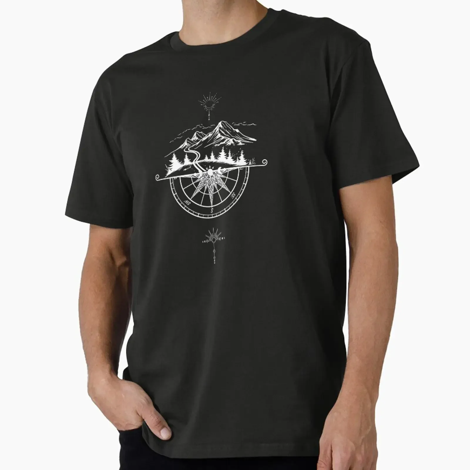 Trailblazer Hiking T Shirt Compass Mountain Nature Adventure for Outdoor Lovers by GEM STYLE vintage Washed Casual Unisex