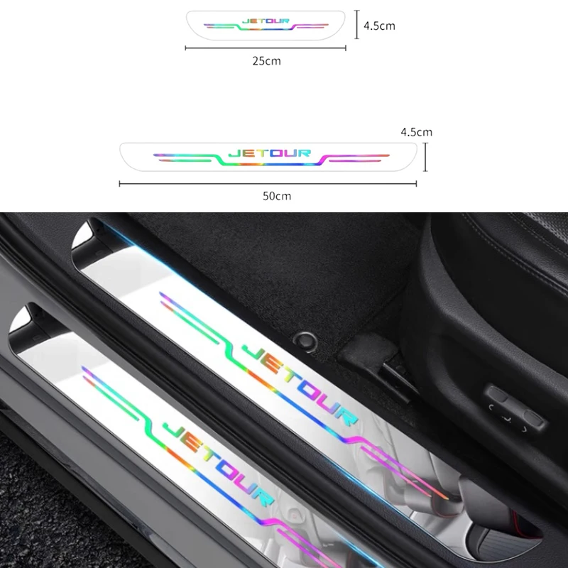 

Car Colorful Door Sill Stickers Fit for JETOUR Traveler T2 2024 Modified Mirror Door Welcome Pedal Stickers Easy Installation