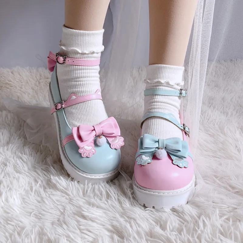 

Japanese Design Cat Paw Cosplay Lolita Sweet Girls Shoes Jk Platform Anime Big Size 34-41 Harujuku Kawaii Cute Women Shoes