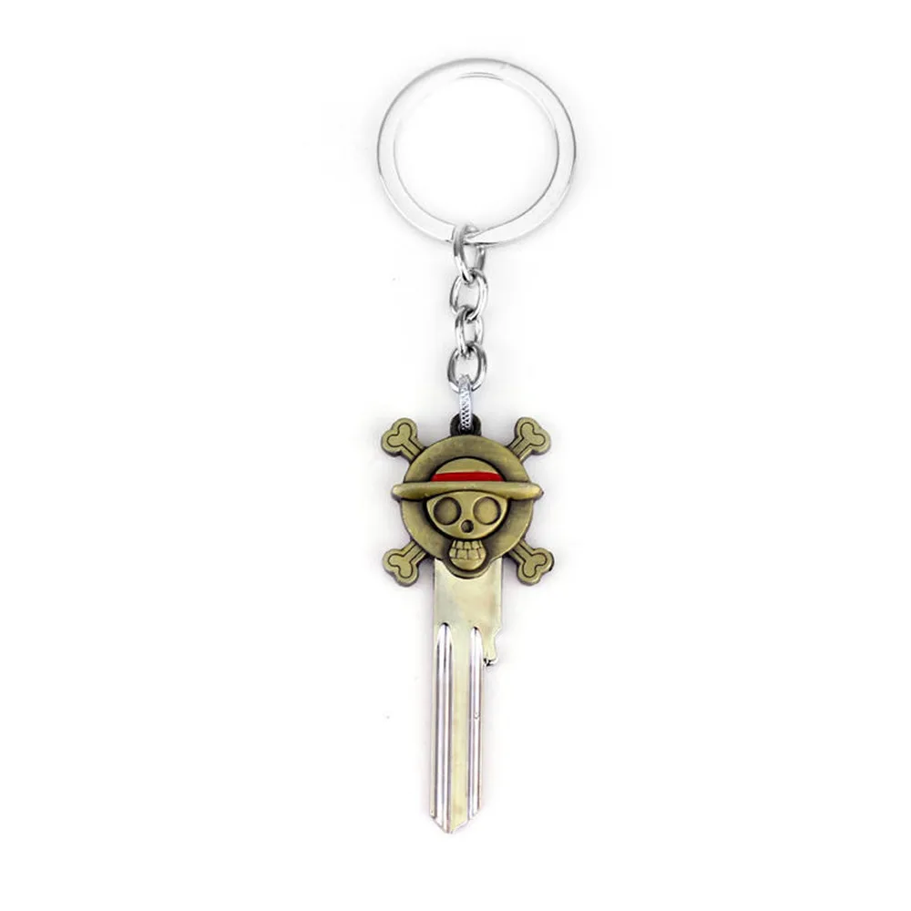 Anime One Piece Luffy Straw Hat Key Shape Action Figure Model Kids Toys Metal Keychain Pendants Gifts